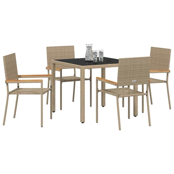 Trädgårdsmöbelset 5 pcs Beige konstrotting