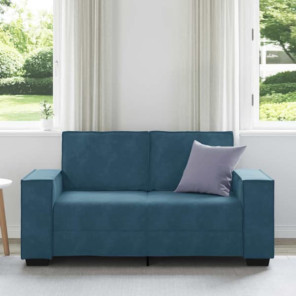 2-sitssoffa blå 160x78x84 cm sammet