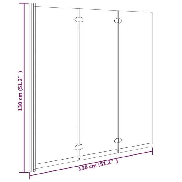 Vikbar duschvägg 3 paneler 130x130 cm ESG svart