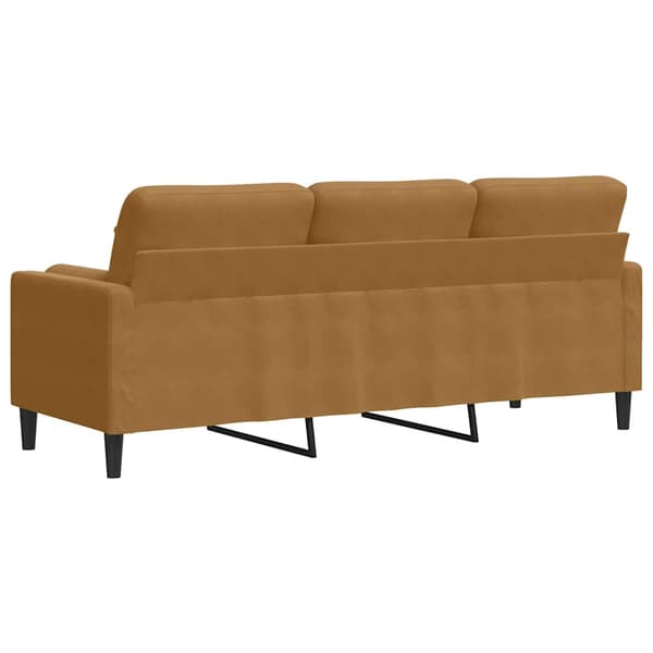 3-sitssoffa med prydnadskuddar brun 180 cm sammet