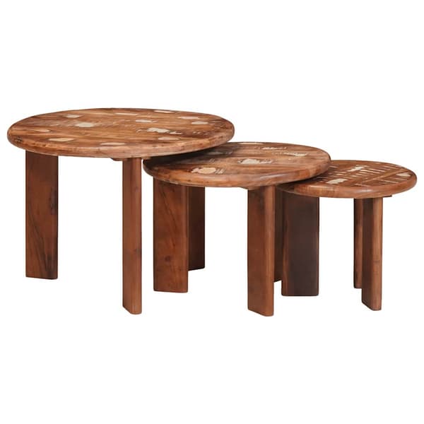Nesting Kaffe Bord 3 pcs Flerfärgsdesign Massivt återvunnet trä