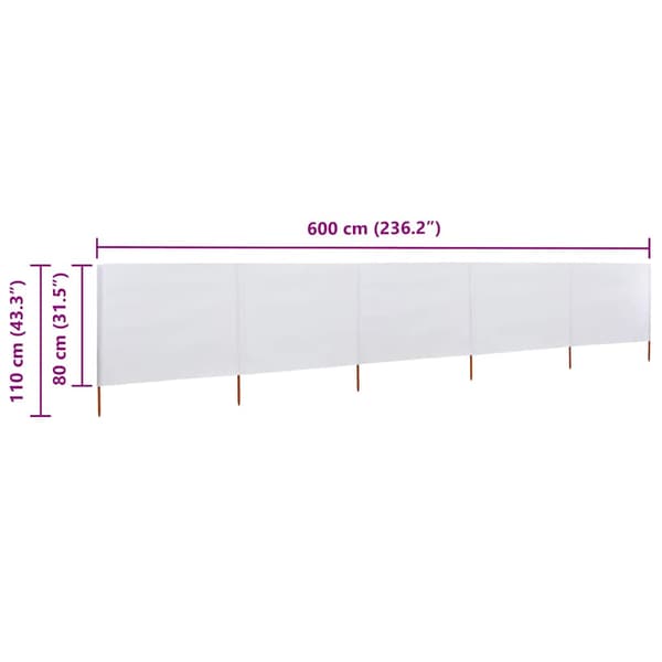 Vindskydd 5 paneler tyg 600x80 cm sandvit