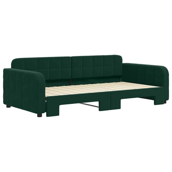 Dagbädd utdragbar mörkgrön 100x200 cm sammet