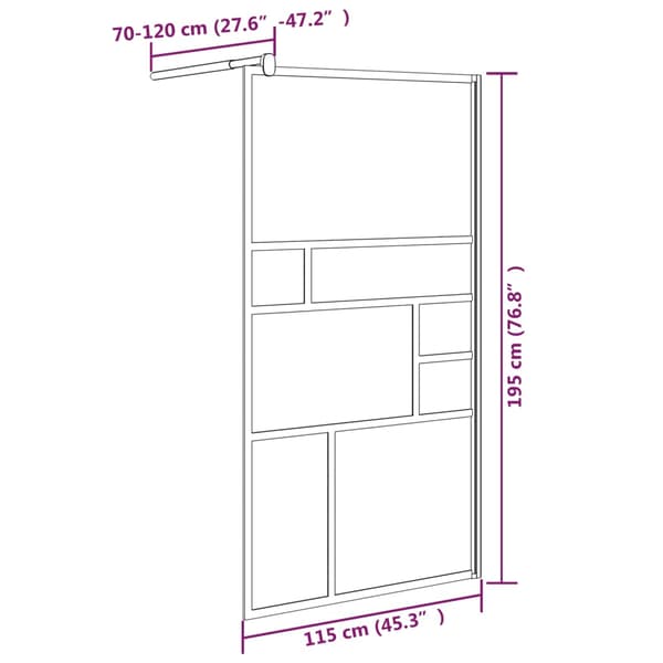 Duschvägg 115x195 cm ESG-glas vit