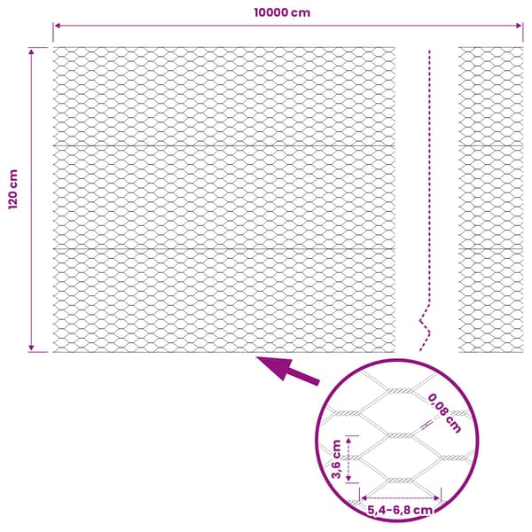 Hexagonstängsel Grå 1,2 x 100 m PVC