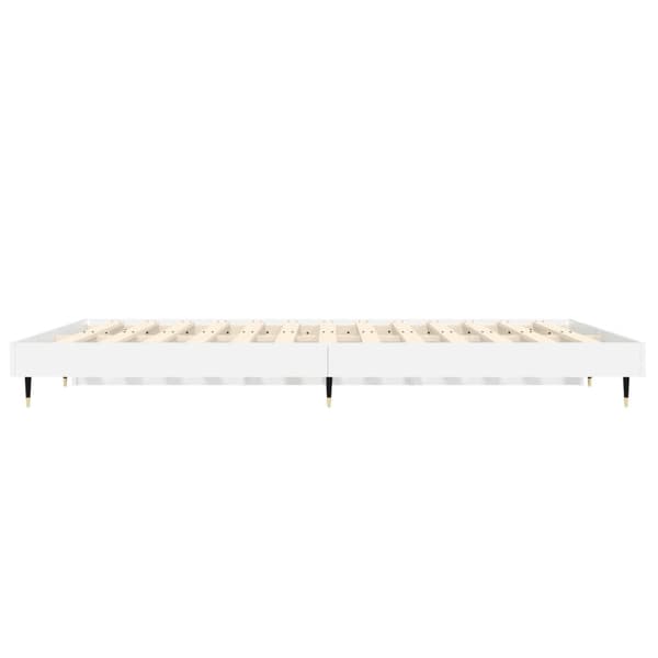 Sängram vit högglans 140x190 cm konstruerat trä