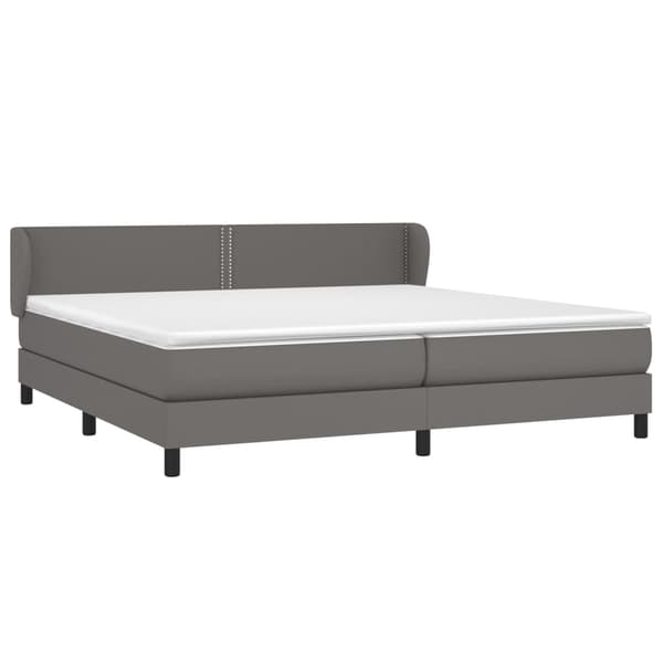 Ramsäng med madrass grå 200x200 cm konstläder