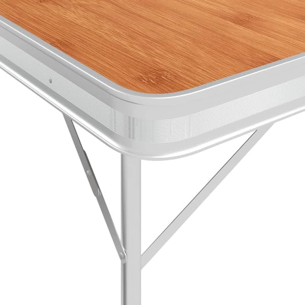 Hopfällbart campingbord med 2 bänkar aluminium brun