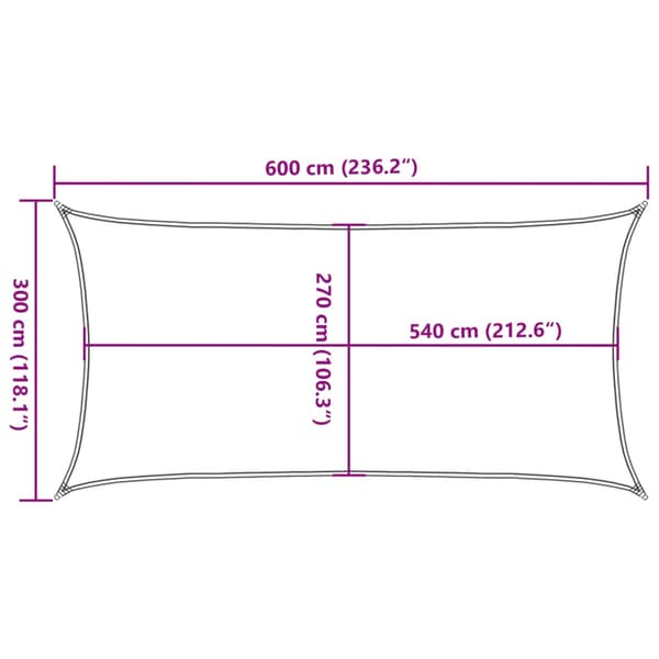 Solsegel 160 g/m² rektangulär blå 3x6 m HDPE