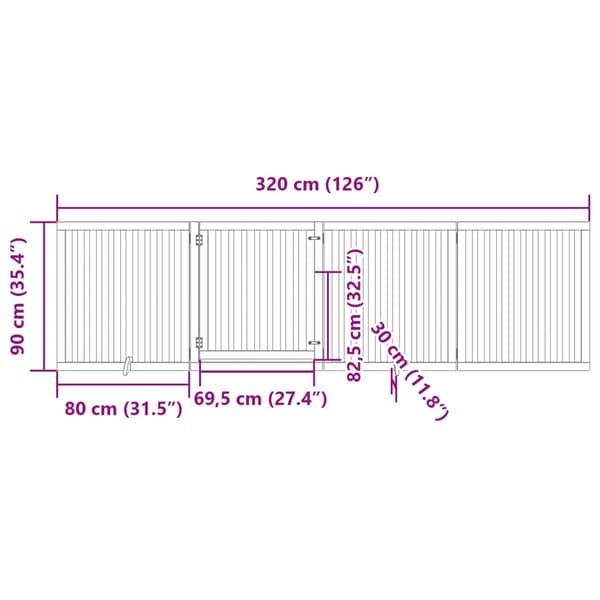 Hundgrind med dörr vikbar 4 paneler 320 cm poppel