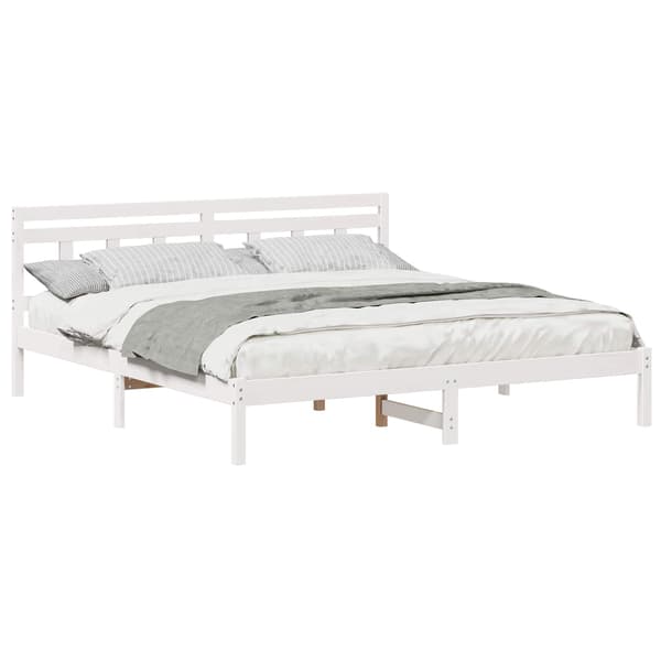 Sängram Vit 200 x 200 cm Massiv furu