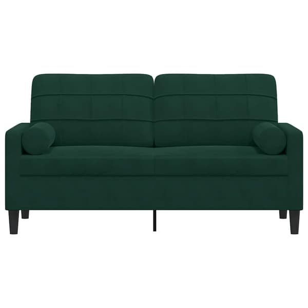 2-sitssoffa med prydnadskuddar mörkgrön 140 cm sammet
