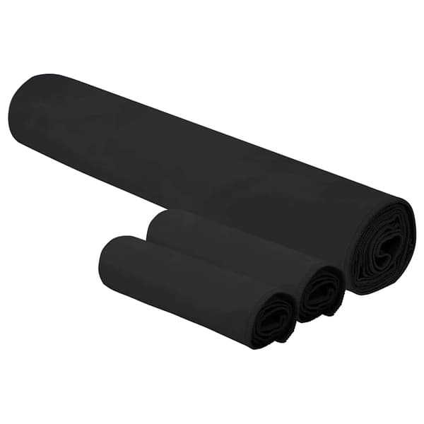 Sporthandduk Set 3 pcs Svart Polyester och polyamid