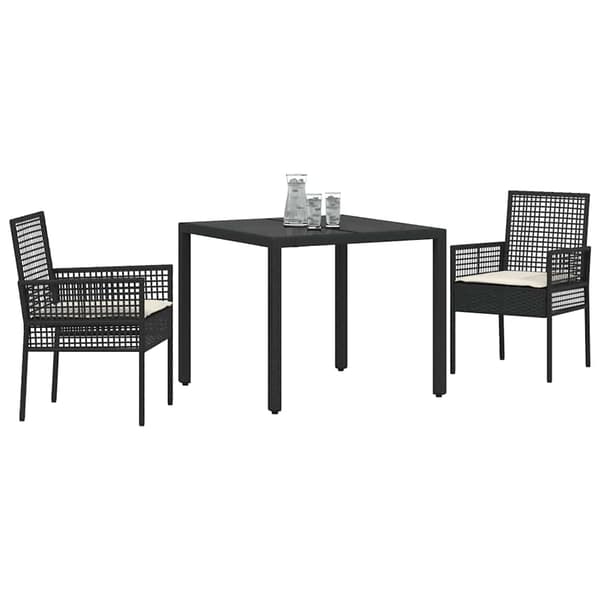 Trädgårdsmöbelset 3 pcs Svart konstrotting