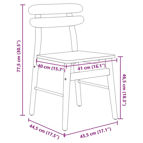 Matstol 2 pcs Vit Massiv Gummiträ