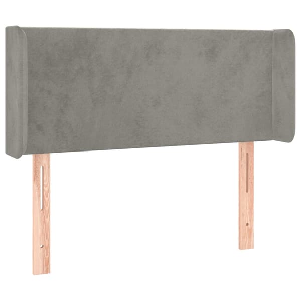 Sänggavel LED ljusgrå 103x16x78/88 cm sammet