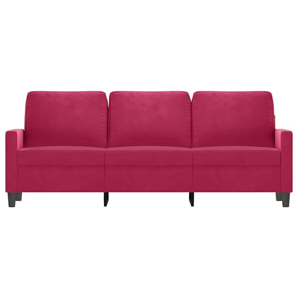 3-sitssoffa vinröd 180 cm sammet