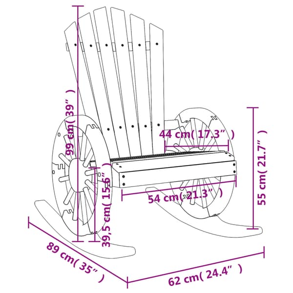 Gungstol adirondack massivt granträ