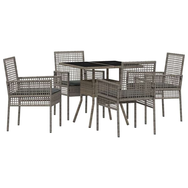 Trädgårdsmöbelset 5 pcs Grå konstrotting