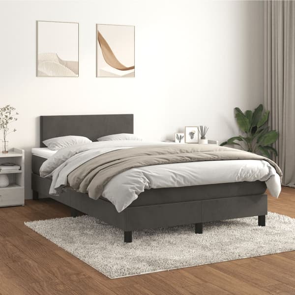 Ramsäng med madrass mörkgrå 120x190 cm sammet