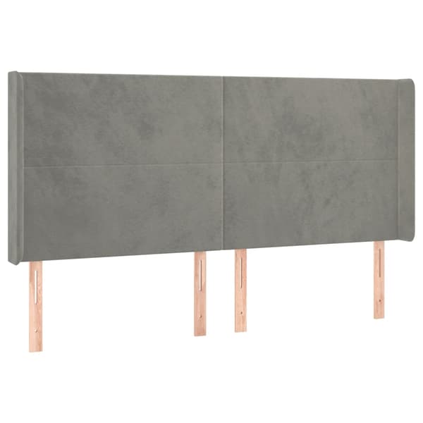 Ramsäng med madrass & LED ljusgrå 180x200 cm sammet