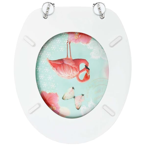 Toalettsits med lock MDF flamingo