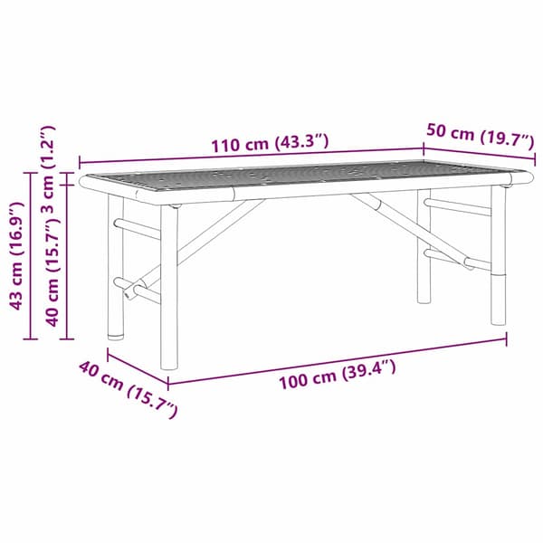 Kaffeebord Brun 110 x 50 x 43 cm Bambu