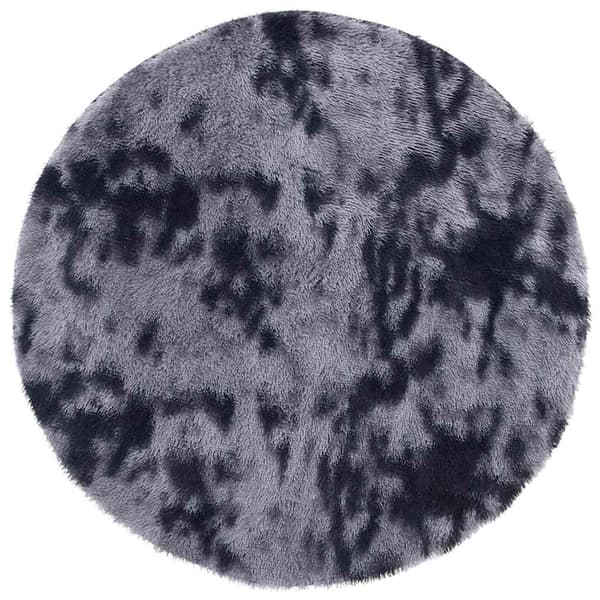 Ryamatta med lång lugg NAVARRA mörkgrå 100x100 cm polyester