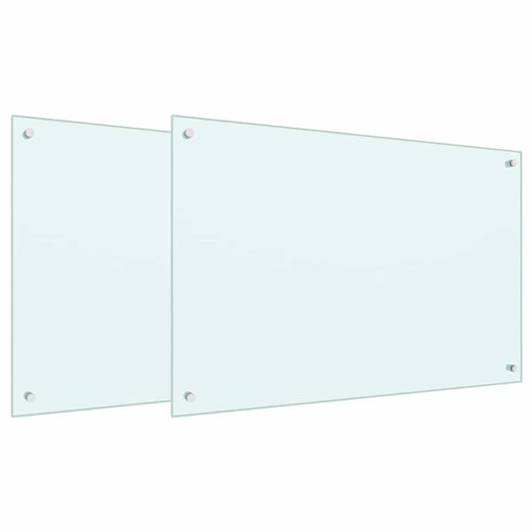 Köksskydd 2 pcs Vit 90 x 60 cm härdat glas