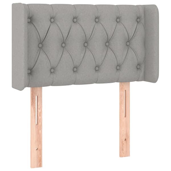 Sänggavel LED ljusgrå 83x16x78/88 cm tyg
