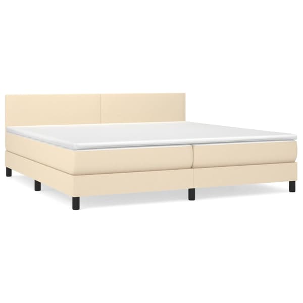 Ramsäng med madrass gräddvit 200x200 cm tyg