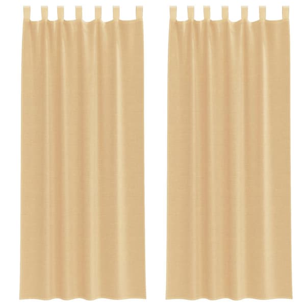 Voile gardiner med stångfickor 2 st sand