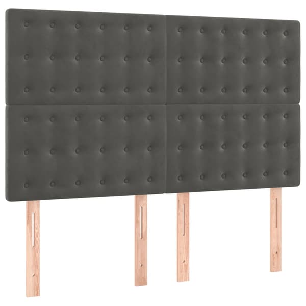 Ramsäng med madrass mörkgrå 140x200 cm sammet