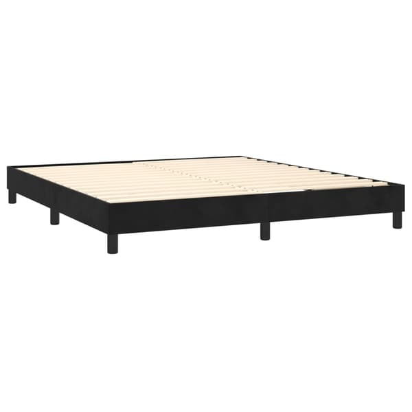 Ramsäng med madrass svart 180x200 cm sammet