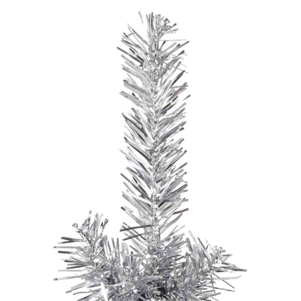 Smal halv plastgran med stativ silver 180 cm
