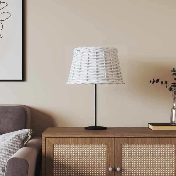 Lampskärm vit Ø38x23 cm korgmaterial
