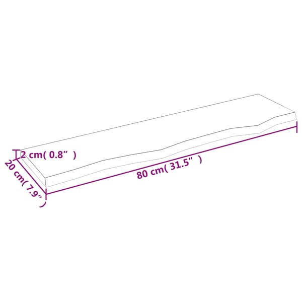 Hyllplan 80x20x2 cm obehandlad massiv ek