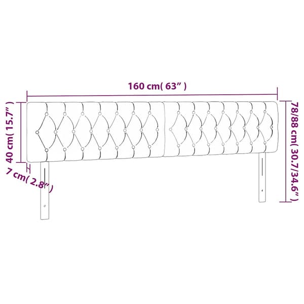 Sänggavel LED mörkblå 160x7x78/88 cm sammet
