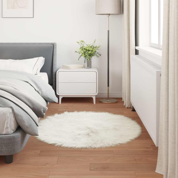 Fuskfäll matta TAFALLA Vit Ø 80 cm Polyester