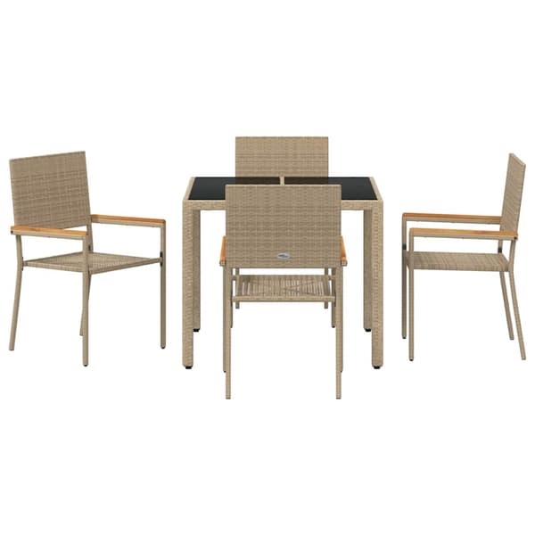 Trädgårdsmöbelset 5 pcs Beige konstrotting
