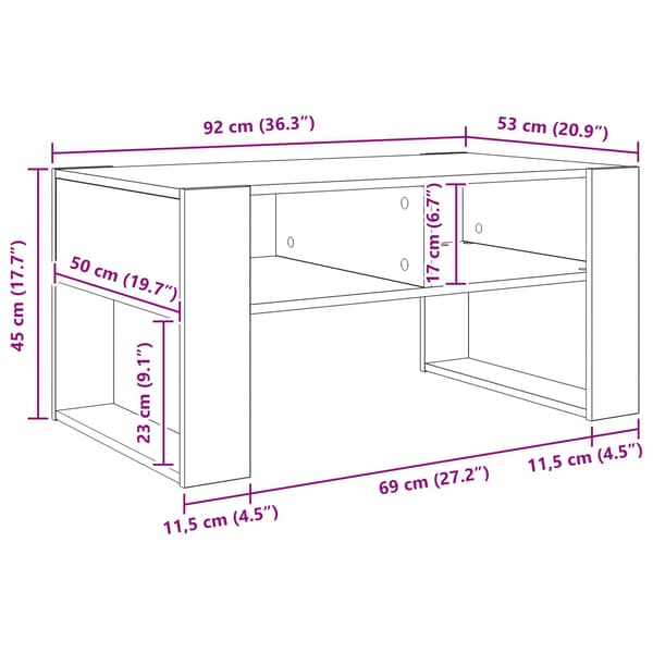 Kaffeebord Vit 92 x 53 x 45 cm Konstruerat trä