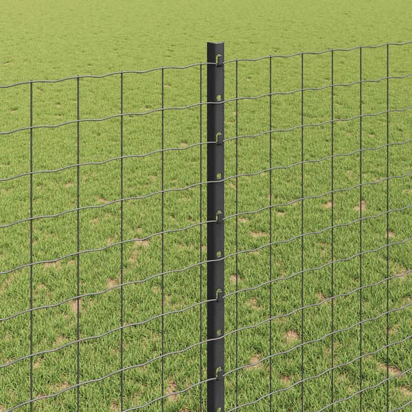 Inbäddad staketpost 5 st Grå 180 cm Pulverlackerat stål
