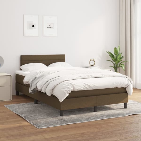 Ramsäng med madrass mörkbrun 120x190 cm tyg