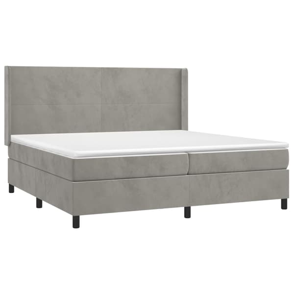 Ramsäng med madrass ljusgrå 200x200 cm sammet