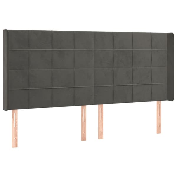 Sänggavel LED mörkgrå 183x16x118/128 cm sammet