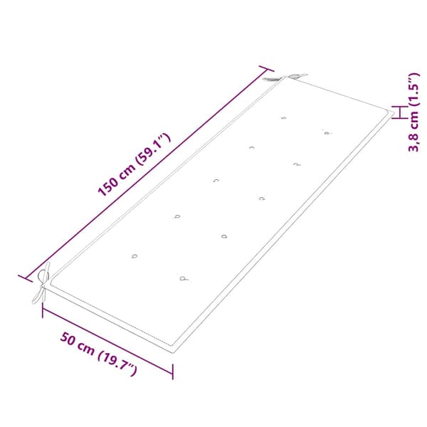 Bataviabänk med grå dyna 150 cm massiv teak