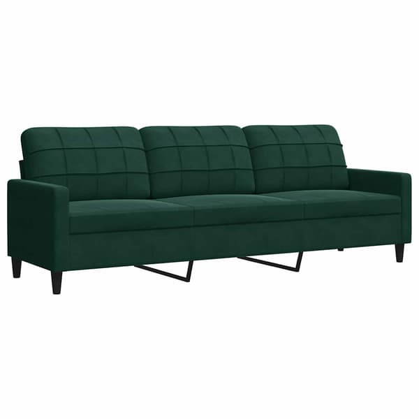 3-sitssoffa mörkgrön 210 cm sammet