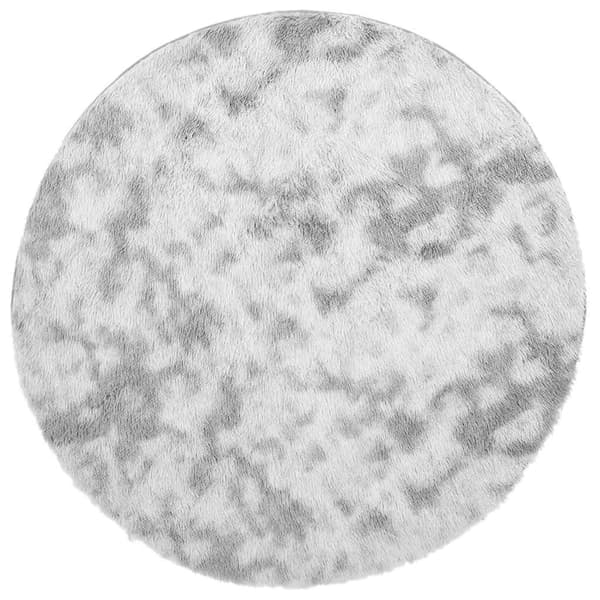 Ryamatta med lång lugg NAVARRA silvergrå 160x160 cm polyester