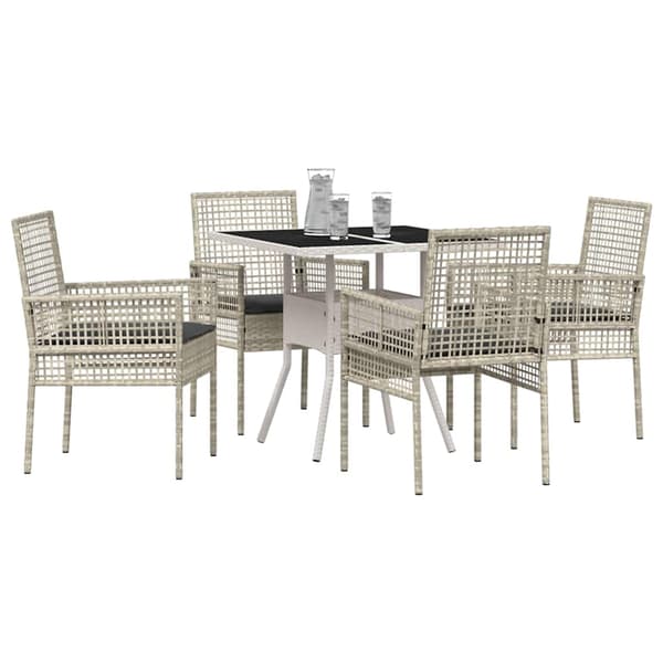 Trädgårdsmöbelset 5 pcs Ljusgrå konstrotting