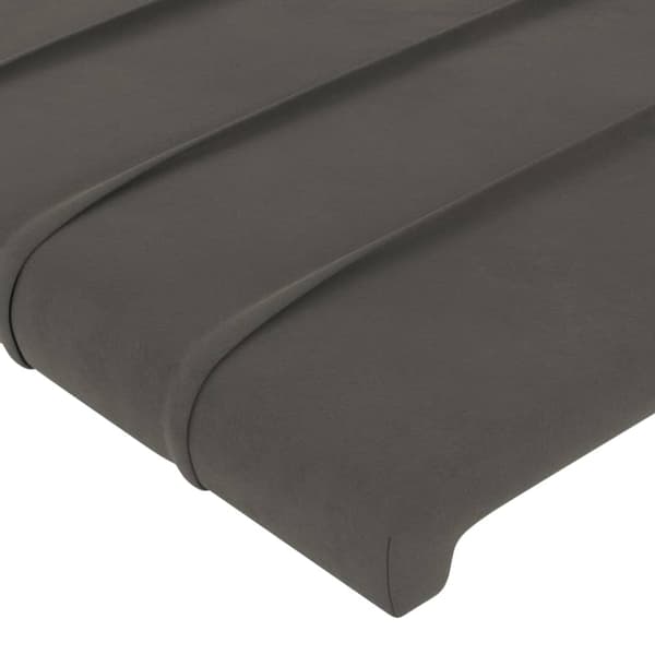 Sänggavel mörkgrå 100x5x118/128 cm sammet
